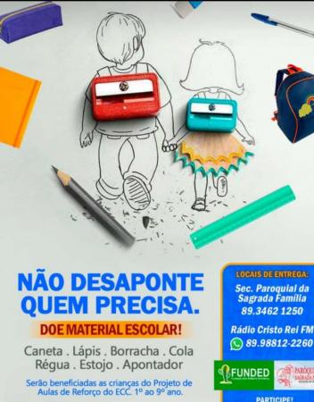 Com o apoio da Fundação Dom Edilberto Grupos se mobilizam para arrecadar material escolar
