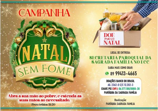  Paróquia Sagrada Família fará lançamento da Campanha Natal Sem Fome
