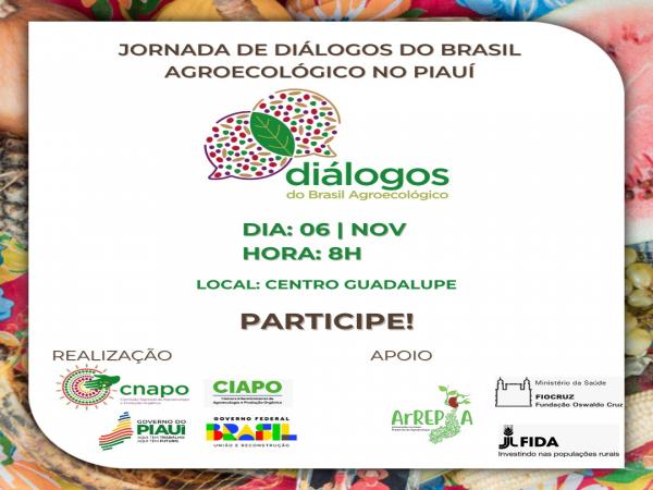 CEFAS PARTICIPARÁ DA JORNADA DE DIÁLOGOS BRASIL AGROECOLÓGICO NO PIAUÍ