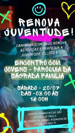 Paróquia da Sagrada Família promoverá encontro com jovens em Oeiras
